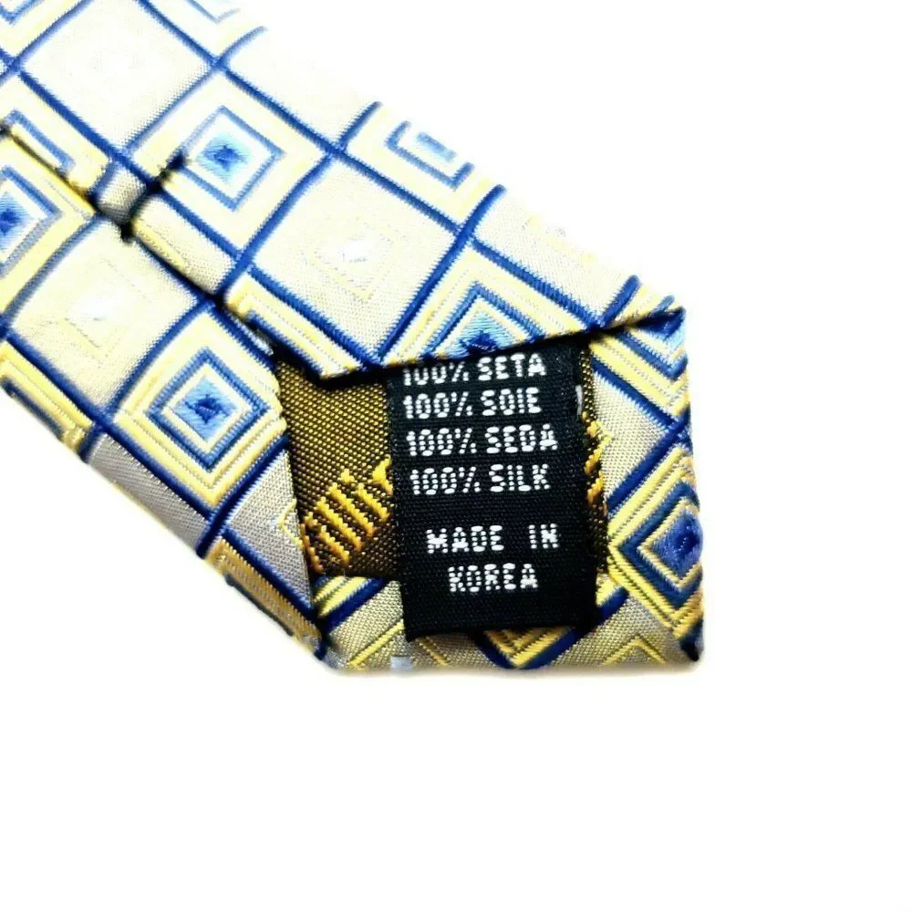 Roberto Villini Collezione Silk Tie Yellow Blue Wo‎